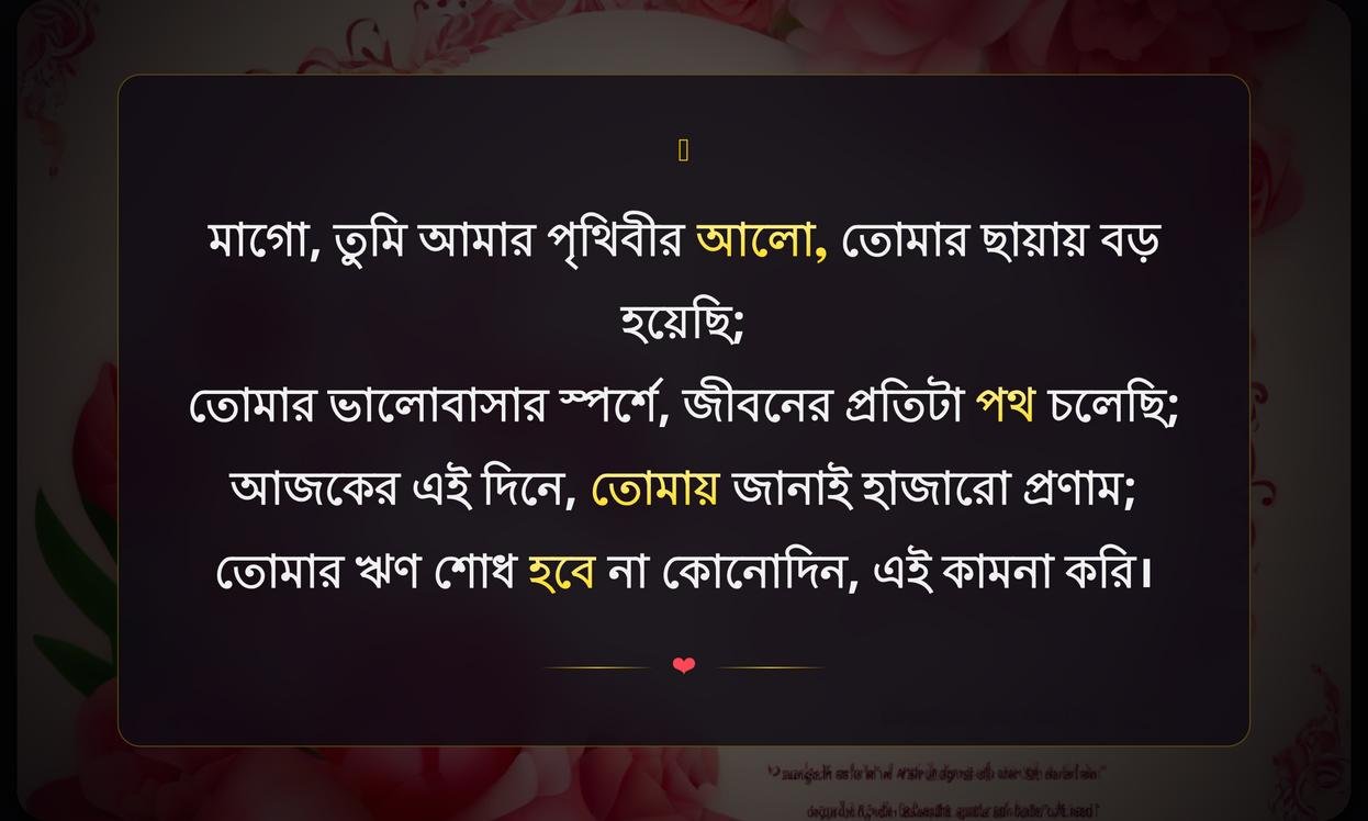 Mothers Day Quotes In Bengali For Daughter | মায়ের দিবসের উক্তি মেয়ের জন্য
